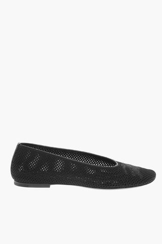 Cuir Sole Crochet Ballet Flats with Embroidered Logo