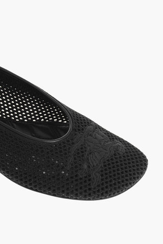 Cuir Sole Crochet Ballet Flats with Embroidered Logo