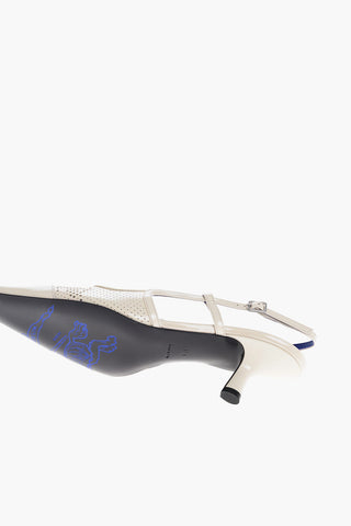 Slingbacks in Pelle Traforata con Punta Quadrata 5cm