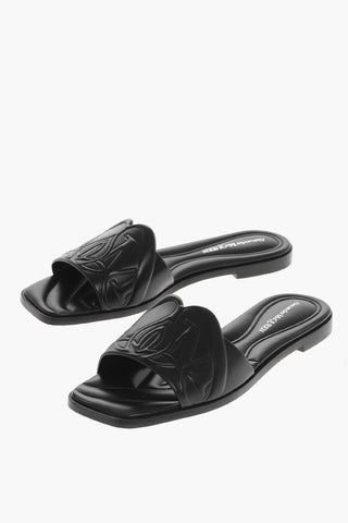 Sliders in Pelle Goffrata con Suola in Cuoio