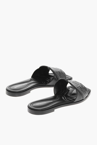 Sliders in Pelle Goffrata con Suola in Cuoio