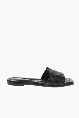 Sliders in Pelle Goffrata con Suola in Cuoio