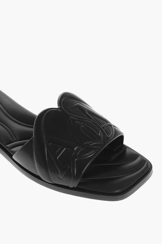 Sliders in Pelle Goffrata con Suola in Cuoio