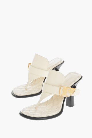 Leather Thong Sandals with Strap and Buckle 10cm