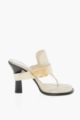 Leather Thong Sandals with Strap and Buckle 10cm