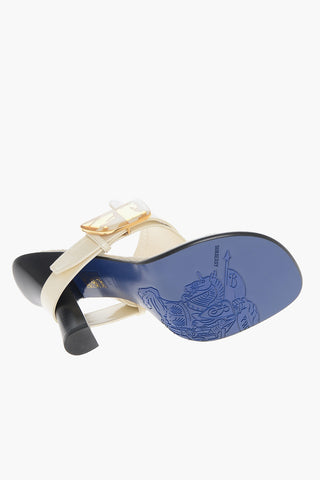 Leather Thong Sandals with Strap and Buckle 10cm