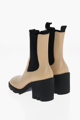 Stivaletti Chelsea in Pelle con Suola Carrarmata 8cm