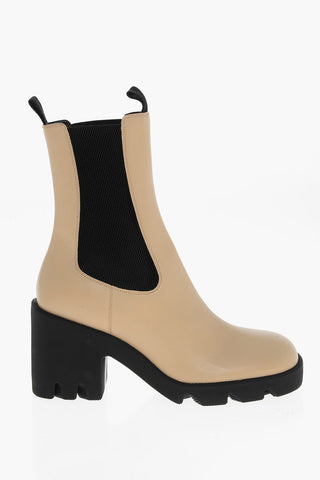 Stivaletti Chelsea in Pelle con Suola Carrarmata 8cm