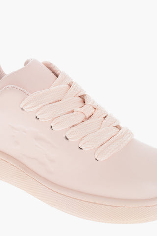 Leather Sneakers with Maxi Laces and Logoed Sole