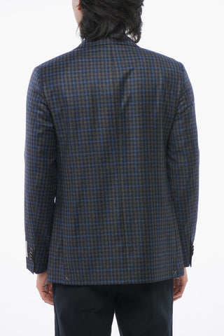 CC COLLECTION Virgin Wool Blazer with Check Pattern