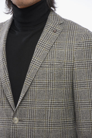 CC COLLECTION Cashmere-blended Blazer with Check Pattern