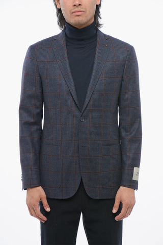 CC COLLECTION Virgin Wool Blazer with Check Pattern