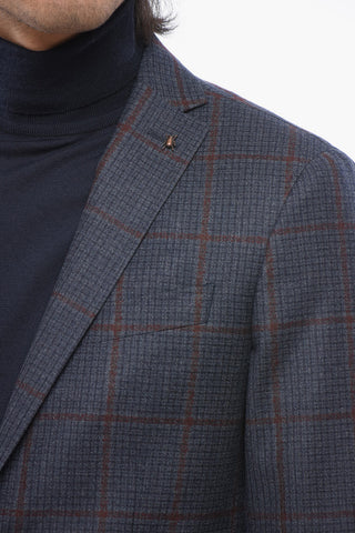 CC COLLECTION Virgin Wool Blazer with Check Pattern