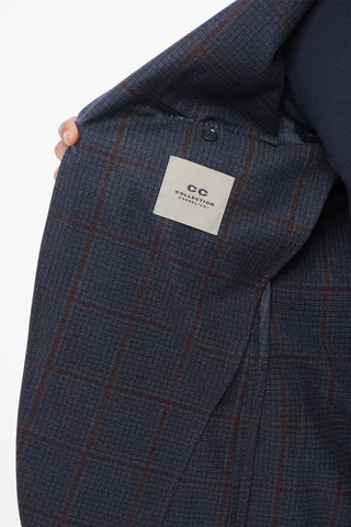 CC COLLECTION Virgin Wool Blazer with Check Pattern