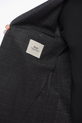 CC COLLECTION Virgin Wool Blazer with Check Pattern