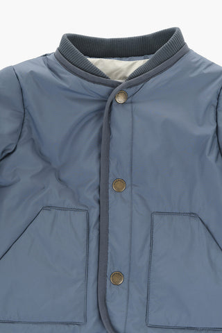 Solid Color Bomber with Logo Buttons
