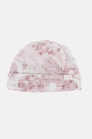 Romper Suit Hat and DouDou Set with Toile de Jouy Motif