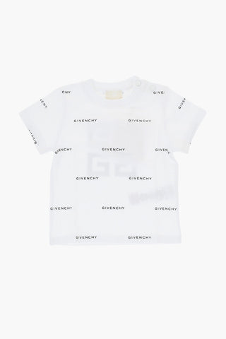Solid Color Crew-neck T-Shirt with All-Over Logo