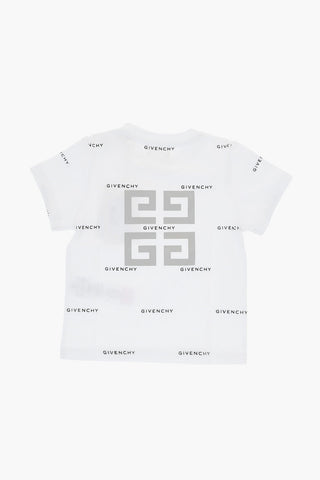 Solid Color Crew-neck T-Shirt with All-Over Logo