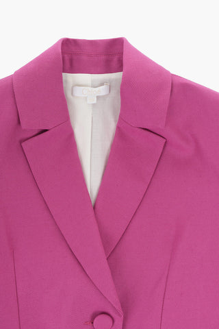 Einreihiger Blazer aus Baumwoll-Leinen-Twill