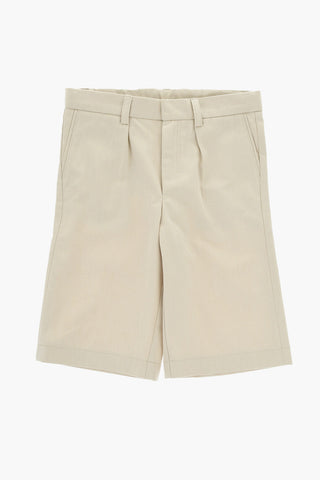Shorts in Twill di Cotone a 1 Pince