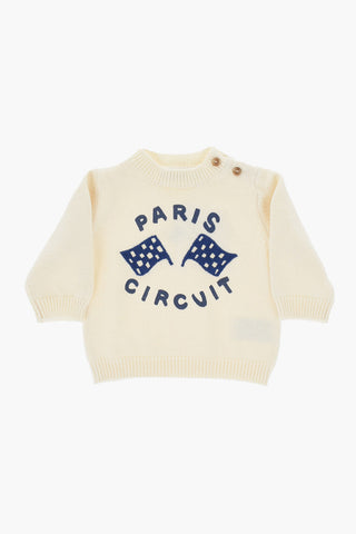 Maglia Girocollo ALMIRE in Cotone e Cashmere con Dettagli a Contrasto