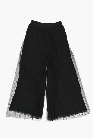 Sheer Flared Pants with Pleats