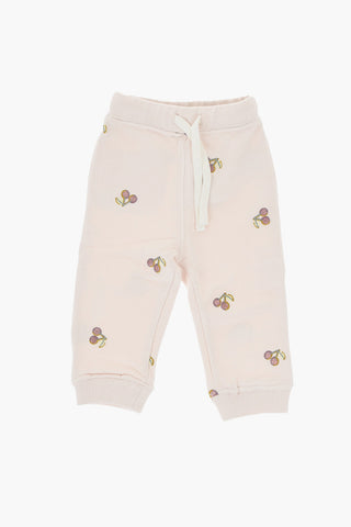 Brushed Cotton Joggers with Cherry Embroideries