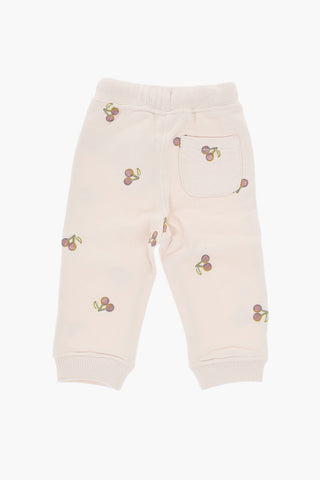 Brushed Cotton Joggers with Cherry Embroideries