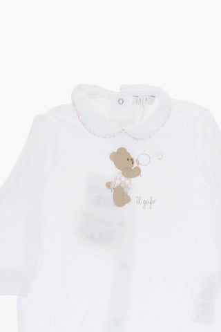 Pagliaccetto in Cotone con Ricamo Teddy Bear