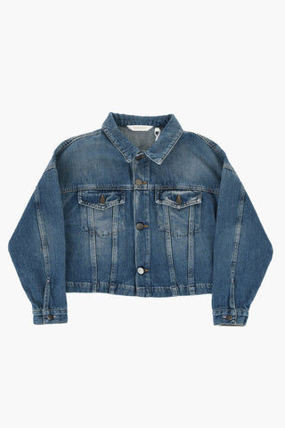 Giubbotto in Denim con Bottoni Logati