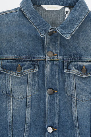 Giubbotto in Denim con Bottoni Logati