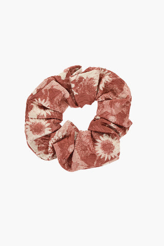 Floral-Motif Satin Scrunchie