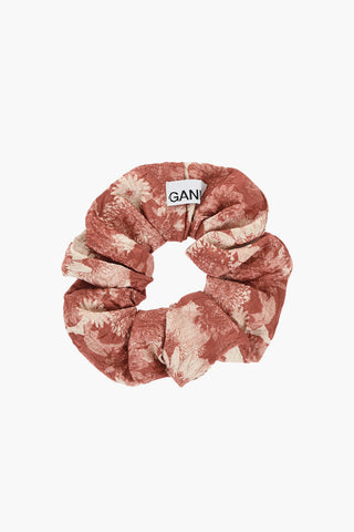 Floral-Motif Satin Scrunchie