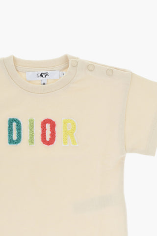 T-Shirt Girocollo in Tinta Unita con Logo in Rilievo