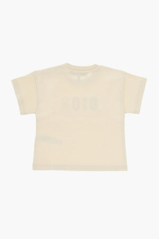 T-Shirt Girocollo in Tinta Unita con Logo in Rilievo