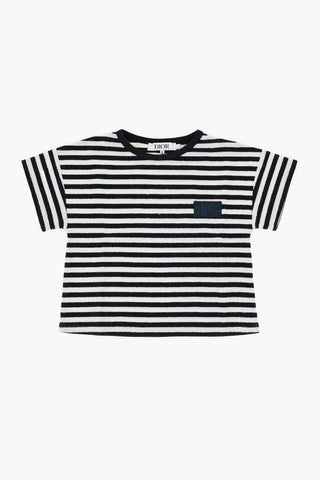 Two-Tone Lurex Striped Crew-neck T-Shirt