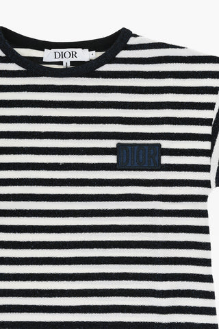 Two-Tone Lurex Striped Crew-neck T-Shirt