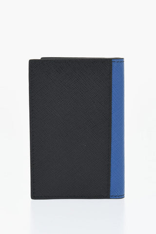 Saffiano Leather Card Holder with Contrasting Logo