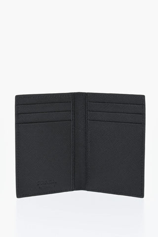 Saffiano Leather Card Holder with Contrasting Logo