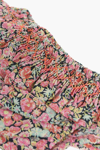 Ruffled Bikini Bottom with Floral Motif