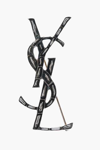 Brass OPYUM CROCODILE Brooch with Monogram YSL Design