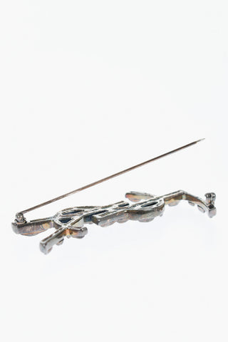 Brass OPYUM CROCODILE Brooch with Monogram YSL Design