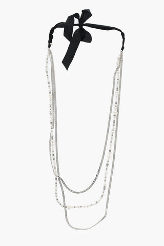 Multilayer Long Necklace Embellished with Beads
