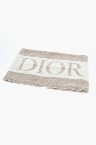 Wool and Cashmere Blend Blanket with Contrasting Logo