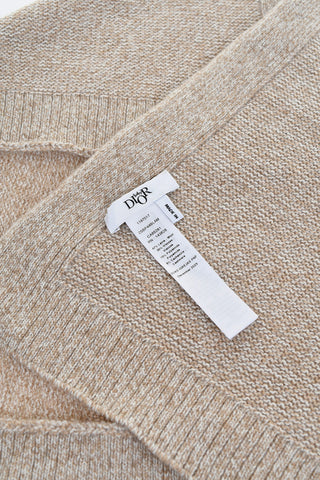 Coperta in Misto Lana e Cashmere con Logo a Contrasto