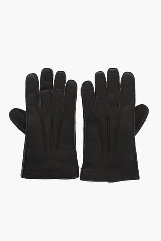 Solid Color Textured Leather Gloves