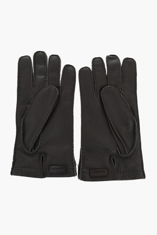Solid Color Textured Leather Gloves