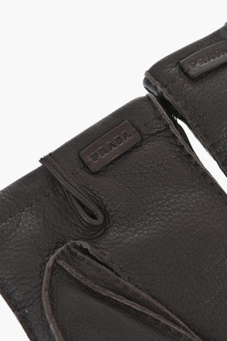 Solid Color Textured Leather Gloves