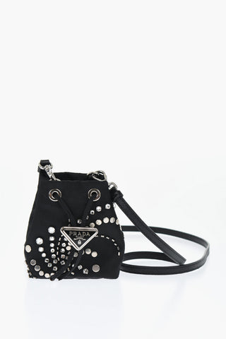 Pouch in Nylon con Borchie e Strass